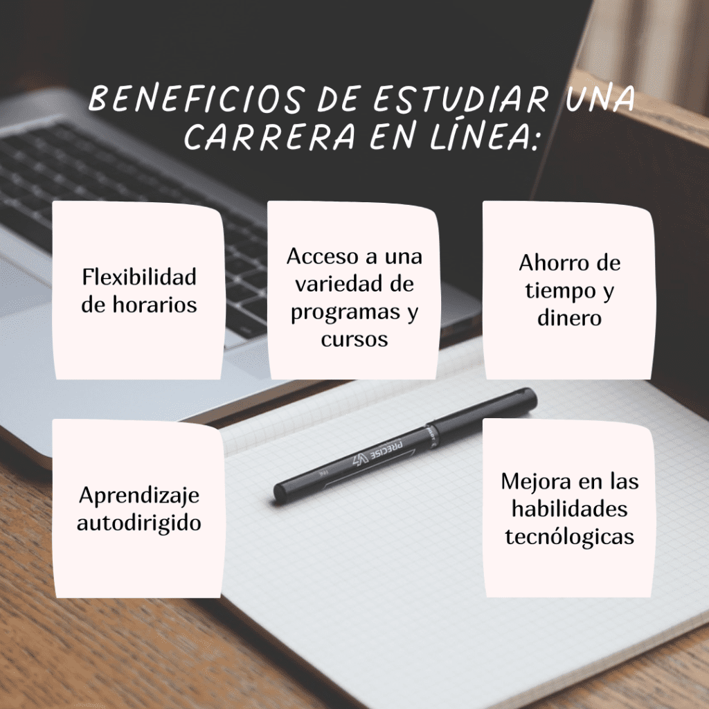 Infografia sobre beneficios de estudiar una carrera en linea