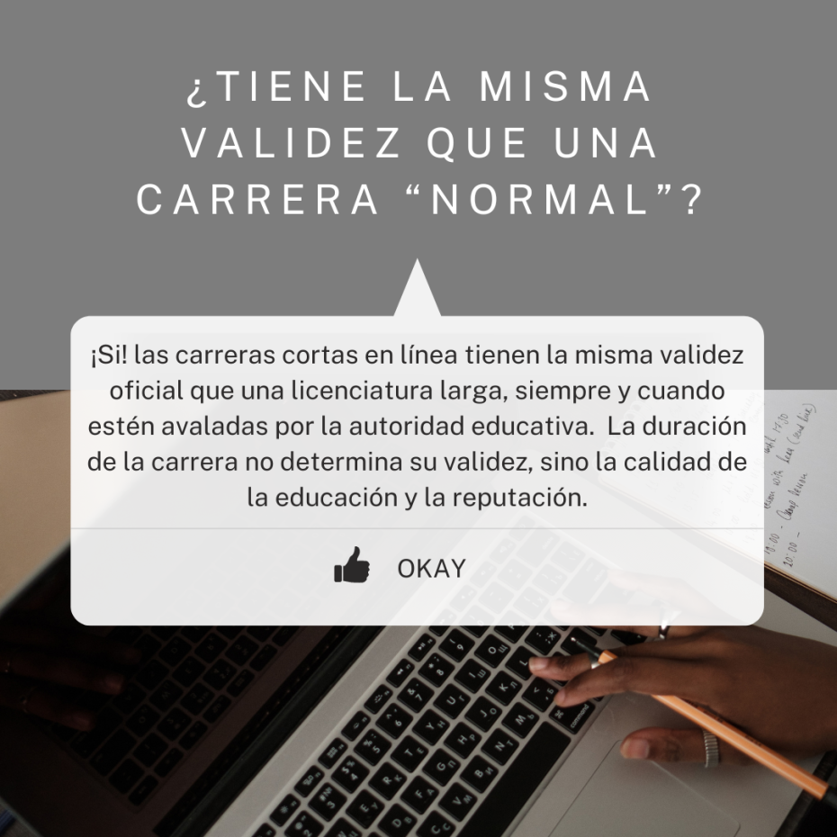 Infografia sobre la validez oficial de las carreras en linea